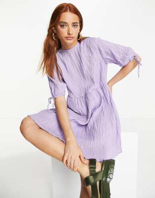 Lola May Lola May textured smock dress in lavender-Purple