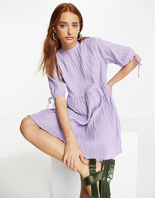 Lola May textured smock dress in lavender