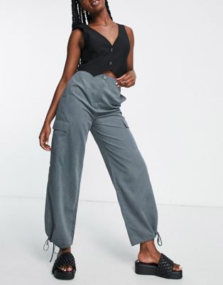 Lola May tie cuff cargo trousers in graphite