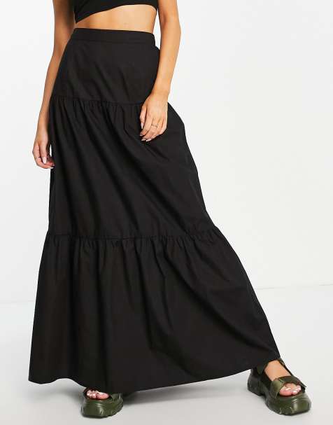 Lola May tiered maxi skirt in black (part of a set) - view 1