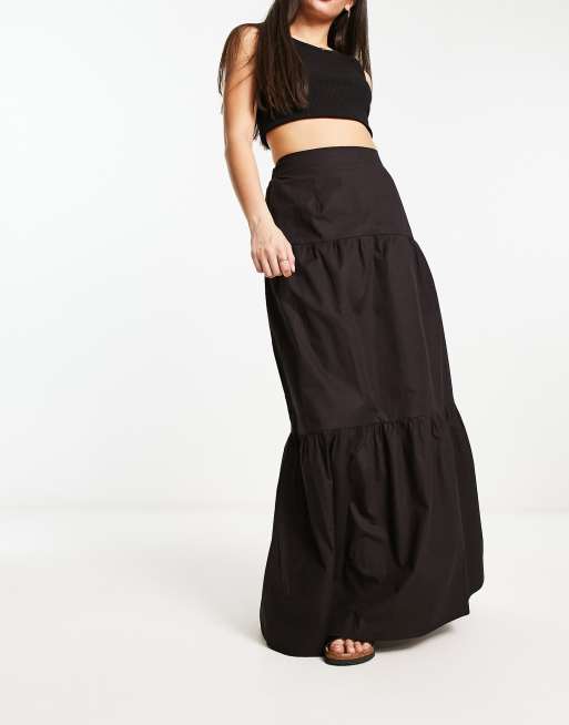 Black maxi shop skirt tiered