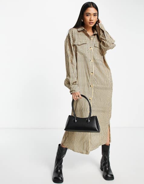 Lola May - Vestito camicia oversize midi a quadri - view 1