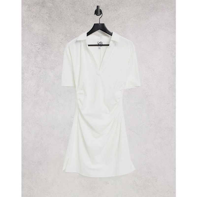 Donna Vestiti Lola May - Vestito corto raccolto in vita con scollo a V bianco