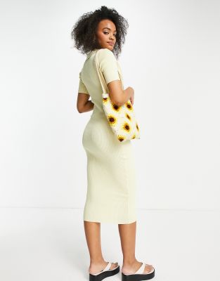 Lola May - Vestito midi in maglia limone con colletto
