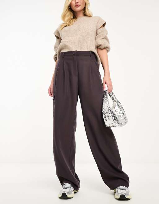 Lola May wide leg trouser with pocket detail in grey | ASOS