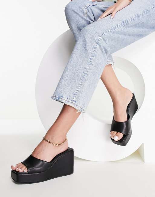 90s black store wedge sandals