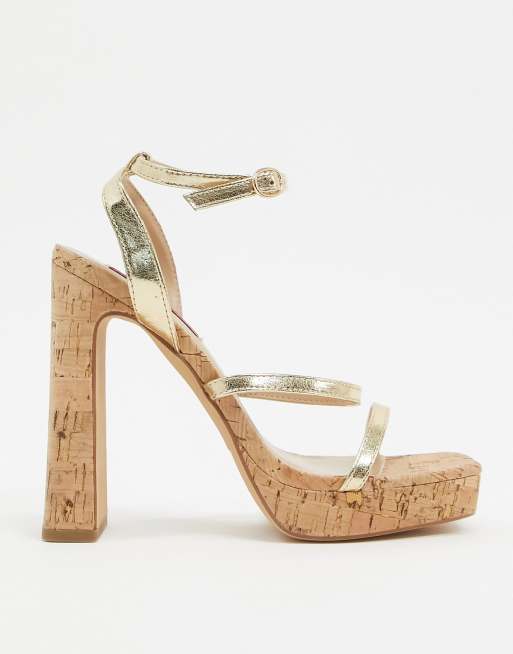 Cork sales chunky heels