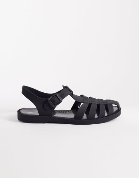 London Rebel - Abby - Platte sandalen met bandjes in mat zwart - view 1