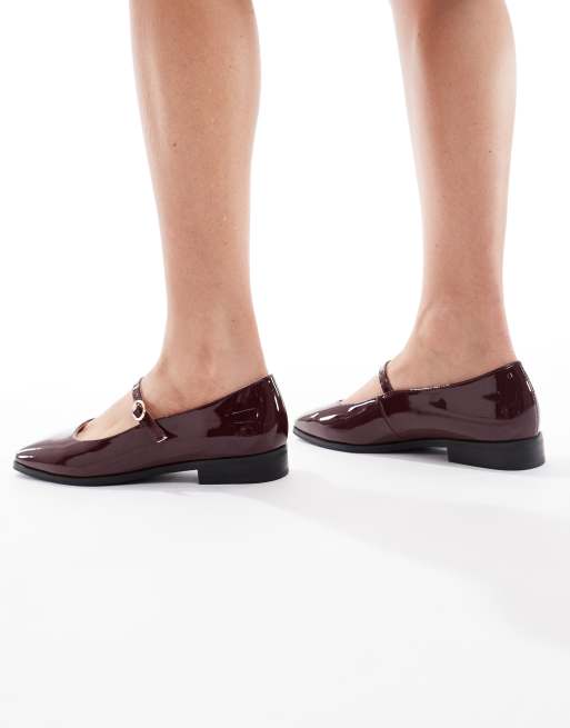 London Rebel Abigal mary jane in patent burgundy