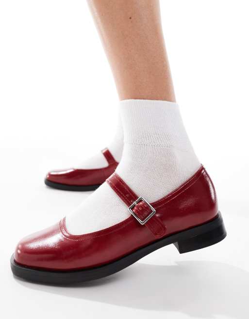 London Rebel – Adeline – Mary-Jane-Schuhe in Rot mit dicker Sohle, 3 von 4