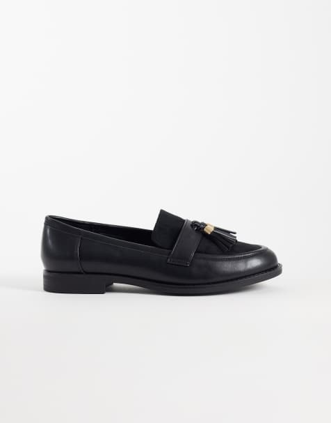 London Rebel – Amber – Czarne loafersy penny z chwostami - view 1