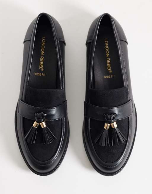 London Rebel - Amelia - Sorte penny-loafers med kvaster , 3 af 4