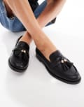 [London Rebel] London Rebel Amelia tassel penny loafers in black 40 Black pu