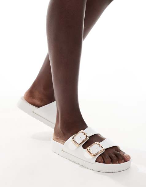 London Rebel – Andi – Białe sandały z klamrami - view 1