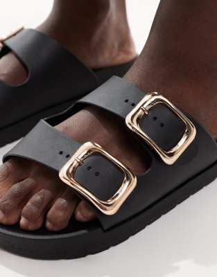 London Rebel Wide Fit London Rebel Andi Wide Fit Buckle Sandals