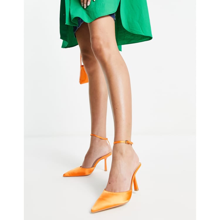 Orange store strap heels