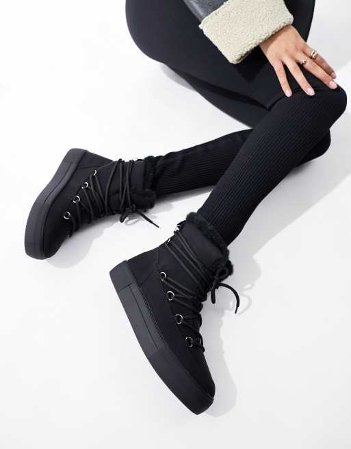 London Rebel - Après-ski style chaussures de randonnée - Noir, 3 de 4