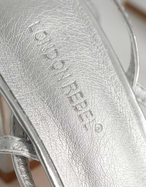 London Rebel – Aria – Riemchen-Sandaletten in Silber mit mittelhohem Blockabsatz, 4 von 4