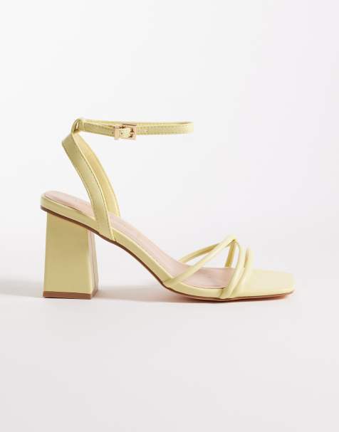 London Rebel - Ash - Sandalen met brede pasvorm, bandjes en halfhoge blokhak in citrus limoengroen - view 1