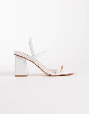 London Rebel - Ash - Sandales à brides et talon carré mi-haut - Blanc