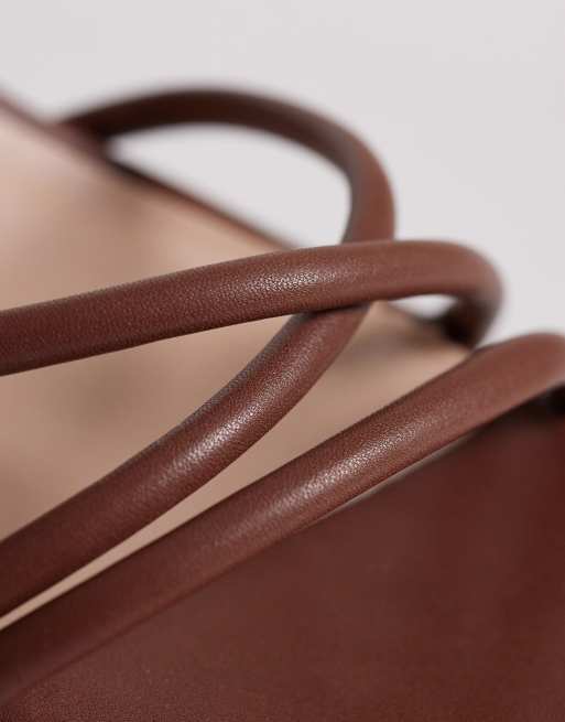London Rebel Ash strappy mid block heeled sandals in chocolate, 4 of 4