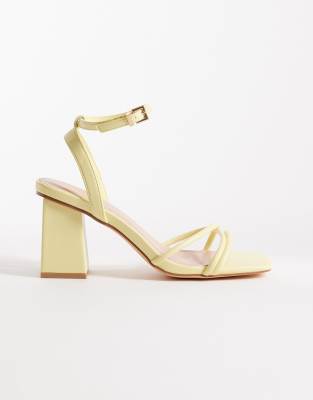  Ash strappy mid block heeled sandals in citrus lime