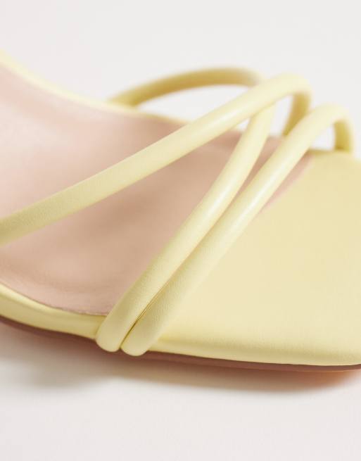 London Rebel Ash strappy mid block heeled sandals in citrus lime, 2 of 4