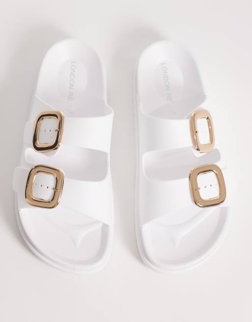 London Rebel - Astra - Sandalen met dubbele gesp in wit, 2 van 4