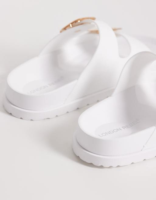 London Rebel - Astra - Sandalen met dubbele gesp in wit, 3 van 4