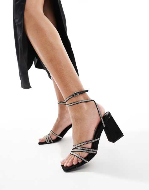 London Rebel - Audrey - Sandalen met hak, bandjes en versiering in zwart - view 1