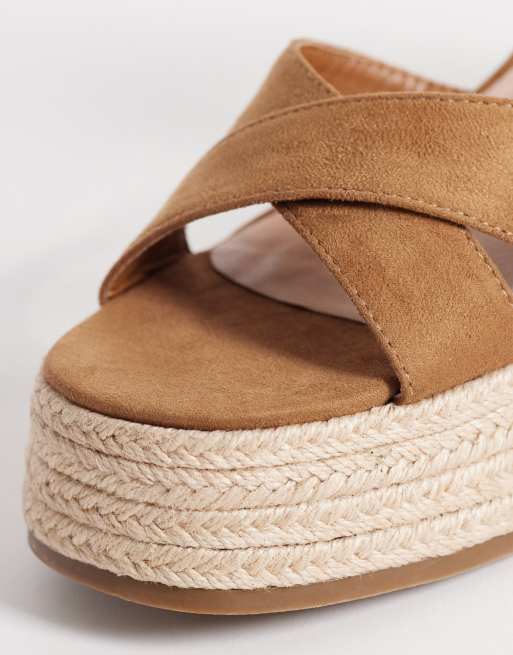 London Rebel Aven block heel platform sandals in taupe, 2 of 4