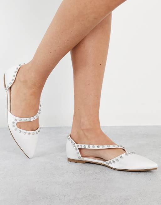 London Rebel Ballerine da sposa color avorio decorate ASOS
