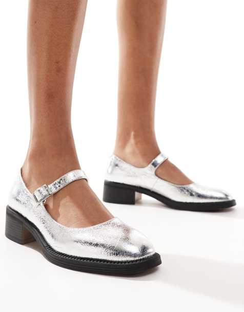 London Rebel Becca chunky mary jane in silver  - view 1