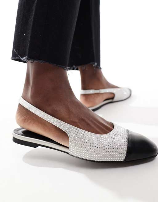 London Rebel Bella sling back ballet flats in silver