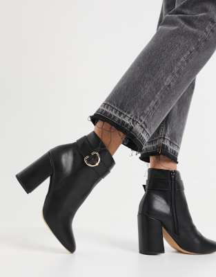 black ankle boots with gold trim