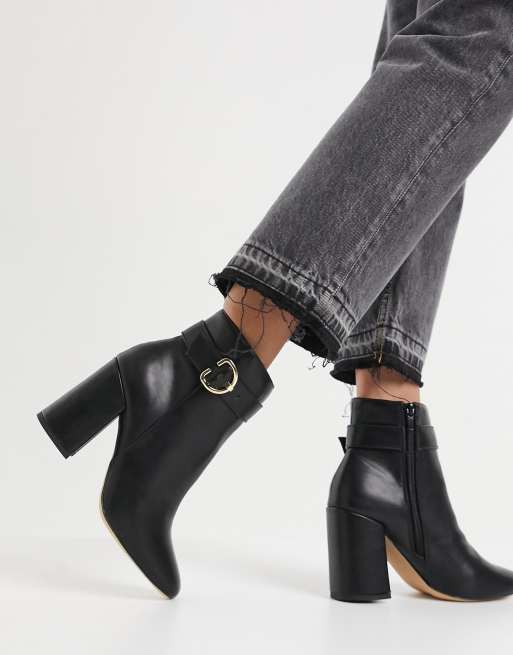 Black ankle boots outlet with gold block heel