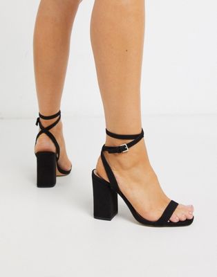 London Rebel Barely There Red Black Heeled Sandals, $20
