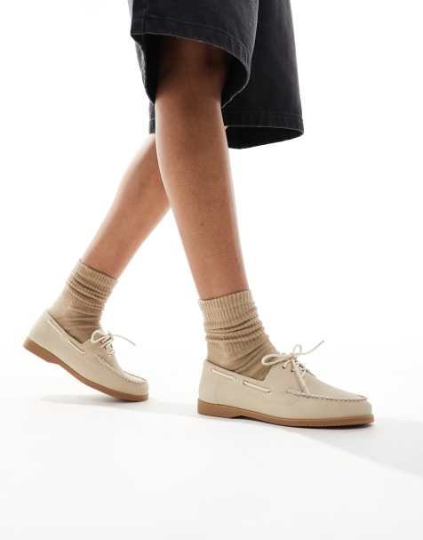 London Rebel - Bootschoenen met veters in taupe - view 1