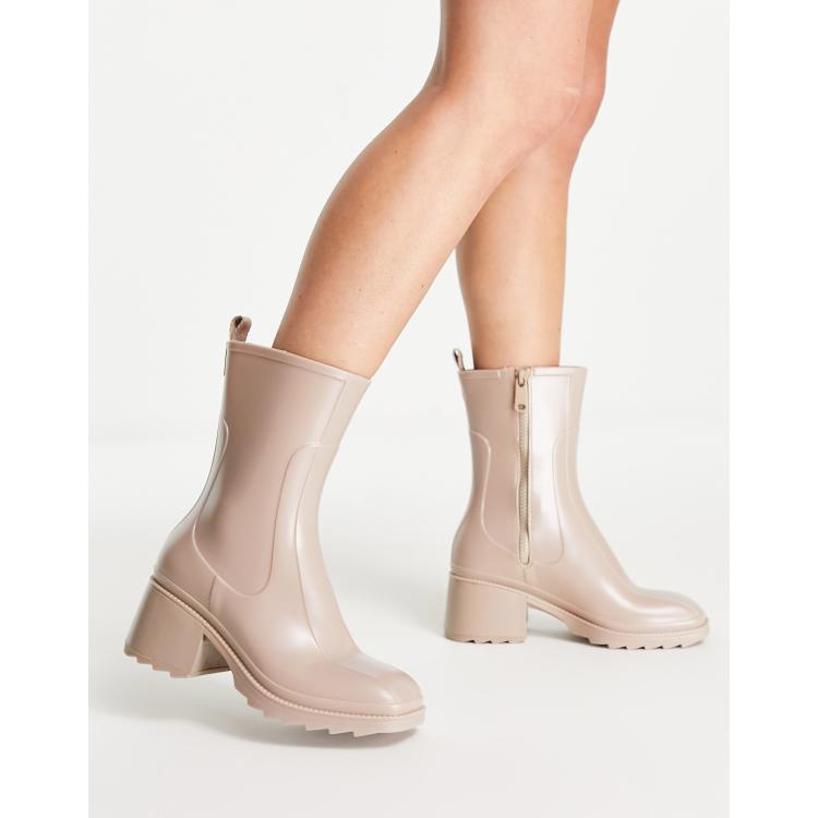 London Rebel Bottes de pluie talon Cr me ASOS