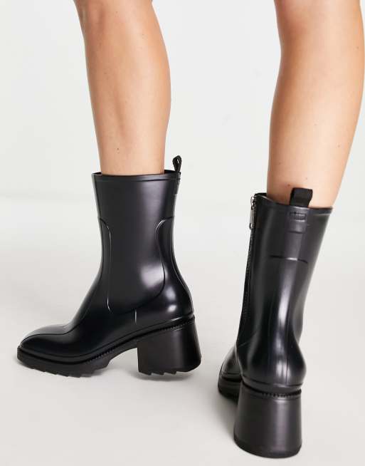 London Rebel Bottes de pluie talon Noir ASOS