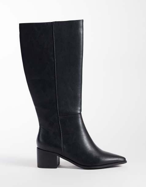 London Rebel bottes montantes pointues Jessie coupe large en noir - view 1