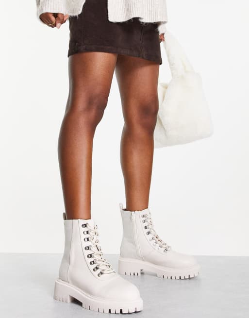 London Rebel - Bottines style chaussures de randonnée avec semelle chunky - Crème , 3 de 4