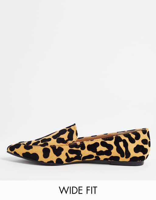London Rebel – Bred passform – Leopardmönstrade loafers med spetsig tå