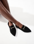 [London Rebel] London Rebel buckle detail pointed toe loafers in black 41 Black micro