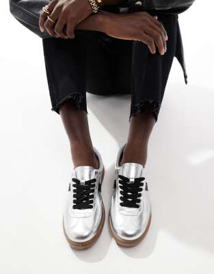 London Rebel - Cally - Sneakers argento con suola in gomma