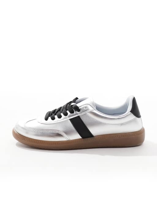 London Rebel - Cally - Sneakers argento con suola in gomma, 2 di 5