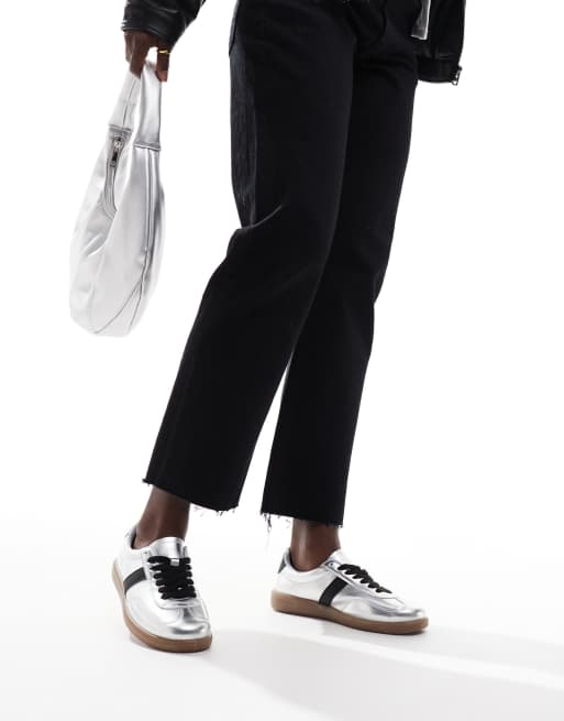 London Rebel - Cally - Sneakers argento con suola in gomma, 4 di 5