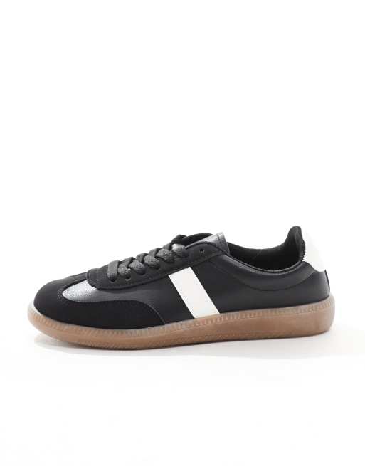 London Rebel Cally sneakers with rubber sole in black and white, 3 of 5