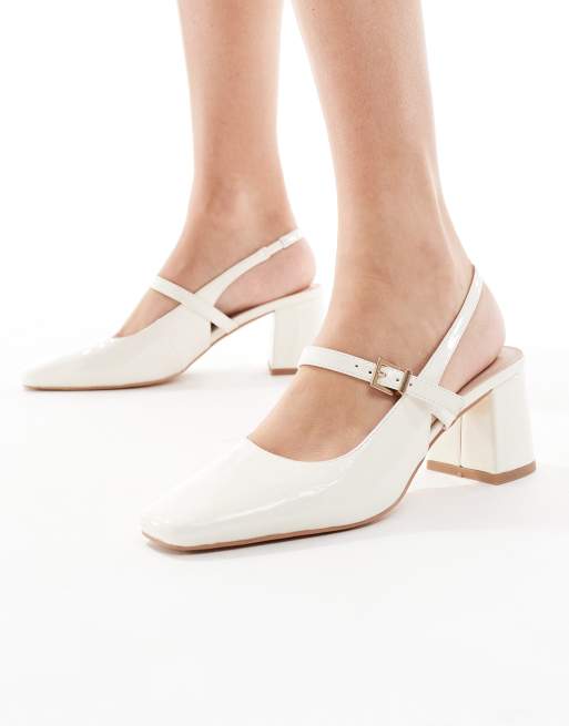 London Rebel - Camilla - Sandalen met gesp, hielbandje en halfhoge hak in crème