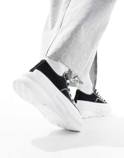 London Rebel canvas lace-up sneakers in black, 5 of 5